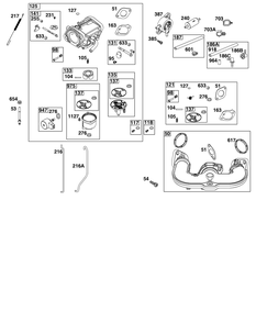 Carburetor And Fuel Supply Group Diagram and Parts List for 44U877-0003-B5 400000 - 699999 Briggs and Stratton Engine
